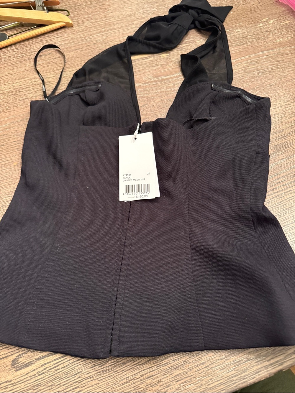 Kookai Black Halter Mesh Bustier Top - Picture 9 of 12